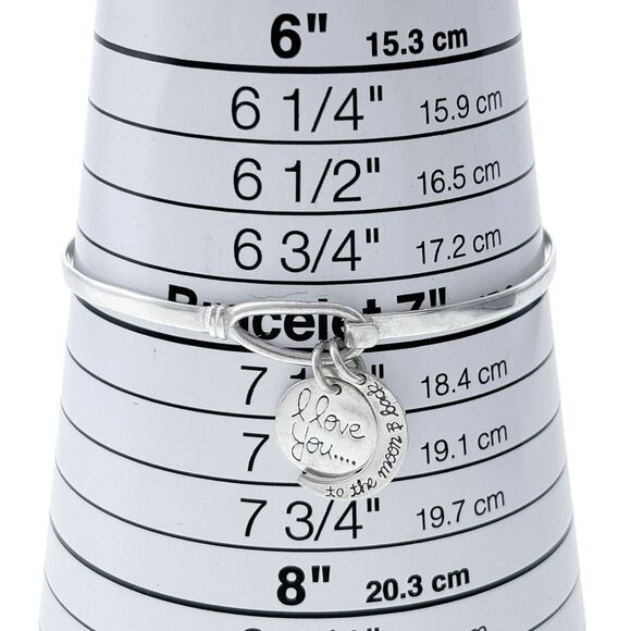 Vintage Sterling Silver 925 "I Love You to the Moon & Back" Charm Bangle 7" - Picture 4 of 6